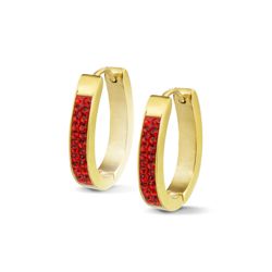 Red Bonded Crystal Gold plated Steel Oval Huggies Red Bonded Crystal Gold plated Steel Oval Huggies